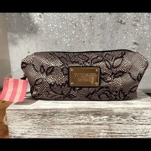 New with Tags Victoria’s Secret Makeup Bag Black & Taupe Lace, Smaller Bag